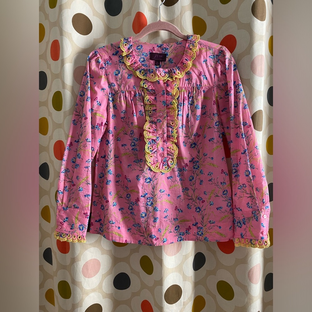 J. Crew Cotton poplin ruffle blouse in Liberty® Wheat Bouquet floral print - Picture 2 of 7